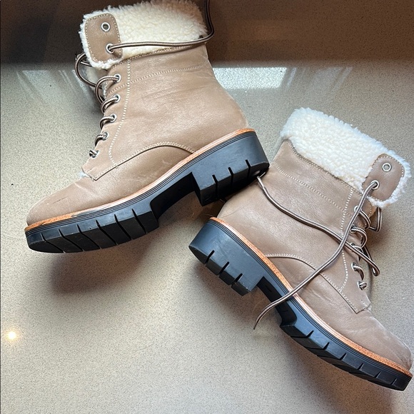 MIA Tan and White Winter Boots with Cozy Sherpa Lining - Picture 4 of 6
